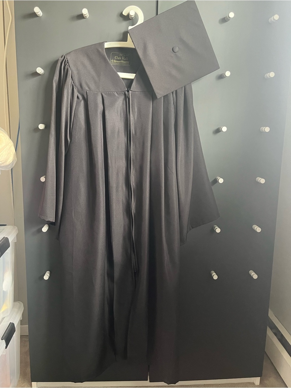 OakHall Matte Black Graduation Gown and Cap.